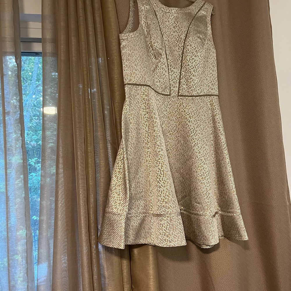 Vince Camuto dress gold/silver/tan Aline for all occasions. New dress no tag